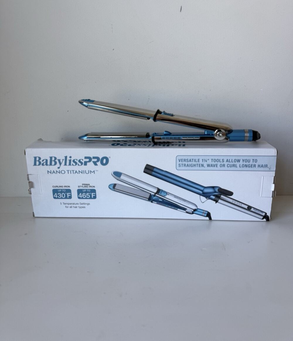 BaByliss PRO Nano Titanium Prima 3100 1” Ionic Hair Straightener With Box
